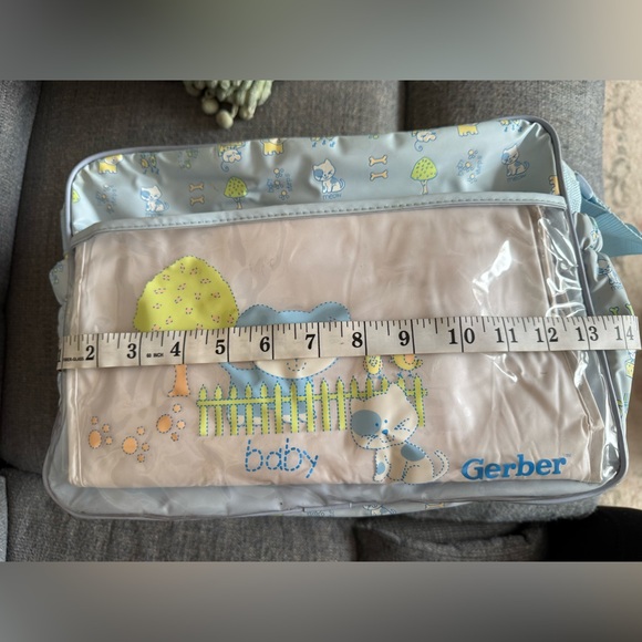 VTG 90s Y2K Insulated Diaper Bottle Bag Gerber Baby w/ Changing Pad Blue Animals - Picture 12 of 16